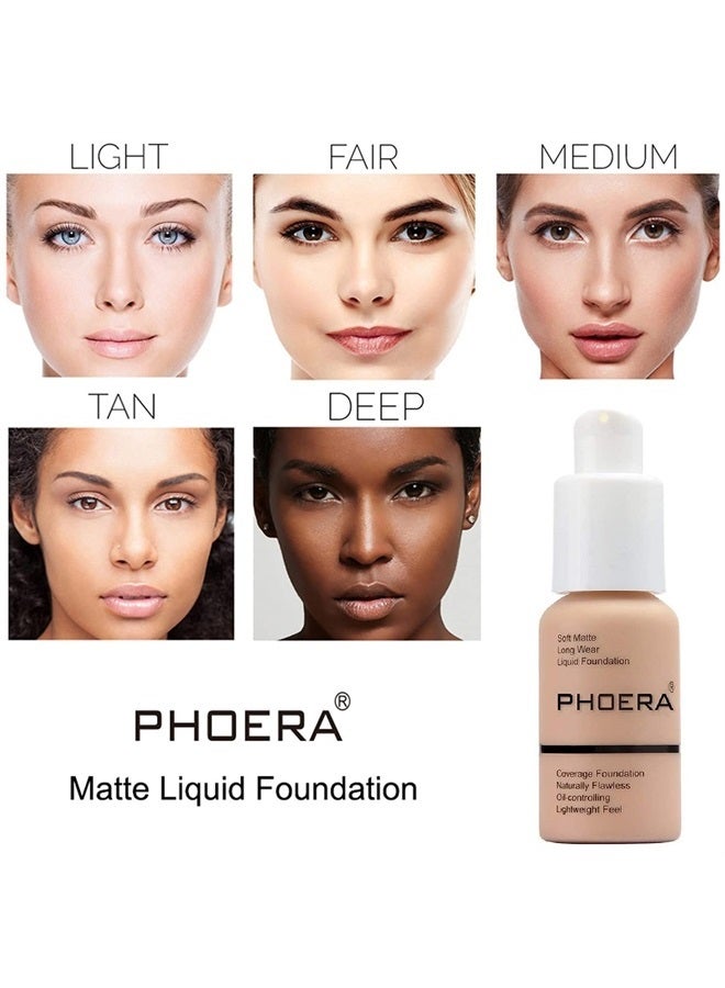 Hilareco PHOERA Foundation, Air Cushion CC Cream Natural Foundation,Phoera Foundation Full Coverage,Phoera Face Primer, Kabuki Brush Foundation Brush Makeup (105 Sand + #05 Medium Deep CC Cream)  - Image 2