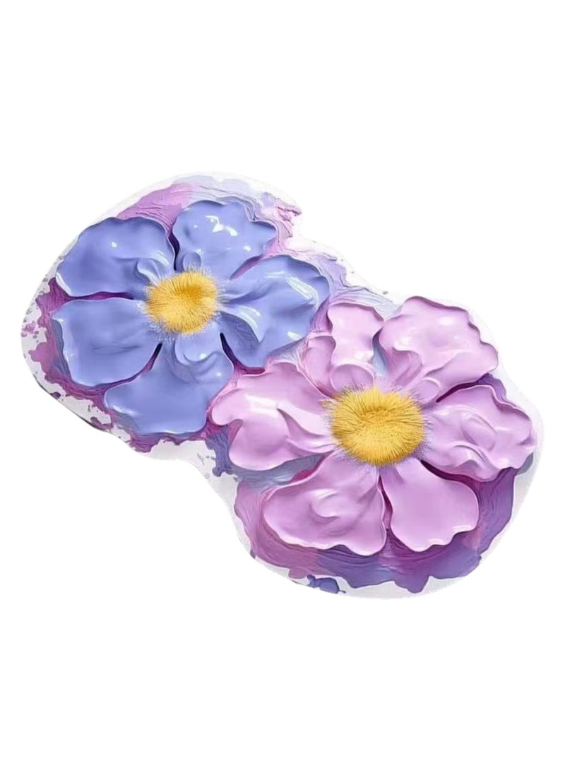 40x60cm3D Visual Flower Floor Mat Technology Velvet Bathroom Water-Absorbing Quick-Drying Mat Household Bathroom Special-Shaped Decorative Foot Mat ( Flower-8) - Image 1