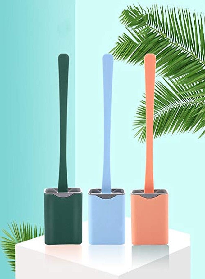 RD MALL Silicone Flexible Toilet Brush with Quick Drying Holder for Deep Cleaning Bathroom Bathtub and Toilet (Multicolor) - Image 1