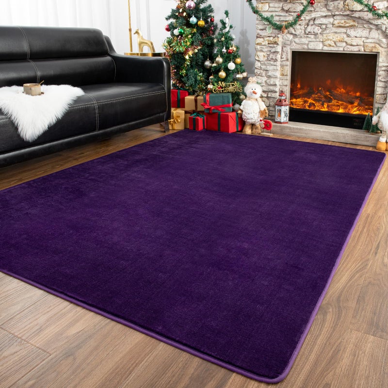 Przemy Washable Area Rug for Living Room Bedroom, 5x7 Feet Dark Purple Memory Foam Rug, Super Soft Modern Indoor Carpet for Kids Room Girls Boys Dorm Nursery Decor Mat - Image 1