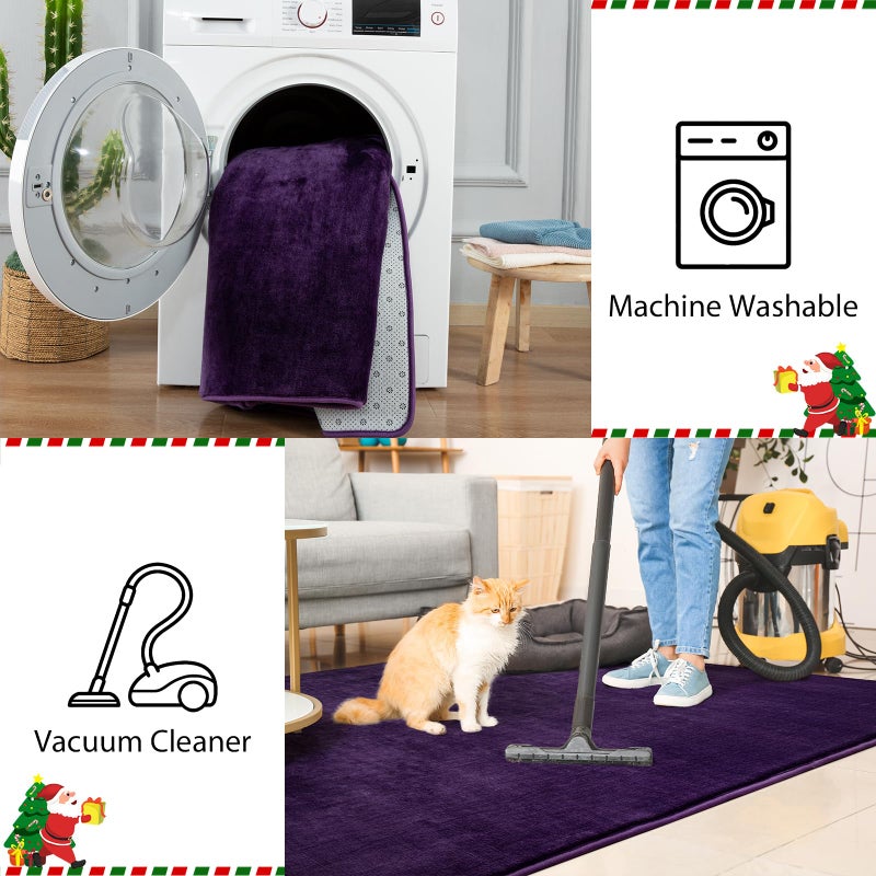 Przemy Washable Area Rug for Living Room Bedroom, 5x7 Feet Dark Purple Memory Foam Rug, Super Soft Modern Indoor Carpet for Kids Room Girls Boys Dorm Nursery Decor Mat - Image 5