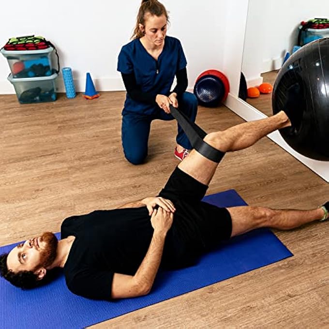 rayihni حزام تحريك الأطراف مع سحب يدوي حزام مرونة قابل للتعديل أحزمة مشي ممتعة لتمديد اليوغا ساق كتف تمرين (أسود) - Image 5