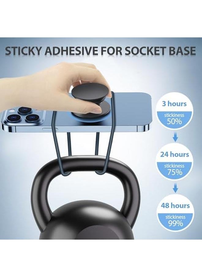 erorex - 9 Pack Sticky Adhesive Replacement For Socket Mount Base Vhb 3M Sticker Pads For Phone Collapsible Grip And Stand Back 9Pcs 35Mm Double Sided Tapes And 4Pcs Cleaning Prep Pads - Image 1