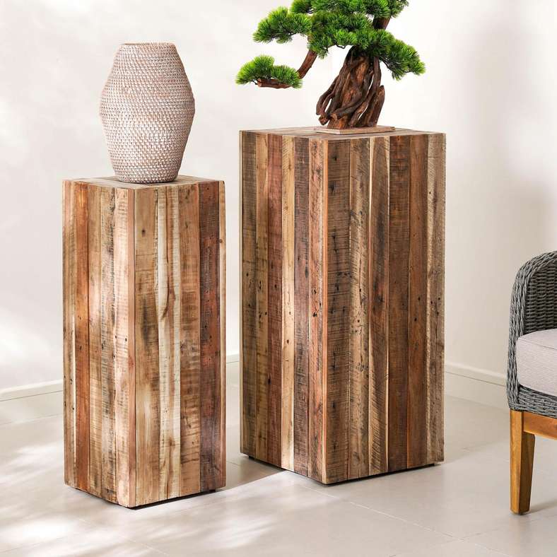 Pan Home Brook Wooden Decor Pillar 40x40x90cm- Brown - 112AIC9903555 - Image 3