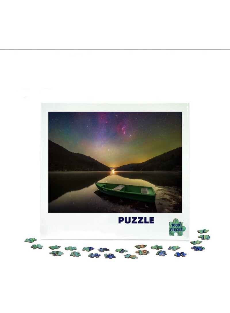 Anna 1000-Piece Lakefront Starry Night Colorful Family Entertainment Puzzle - Image 2