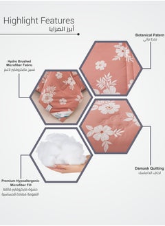 Donetella Printed Comforter Set 4-Pcs Single Size All Season Decorated Reversible Single Bed Comforter Set Fits (140 X 200 Cm)With Super-Soft Down Alterntaive Filing,Rose  - Image 3