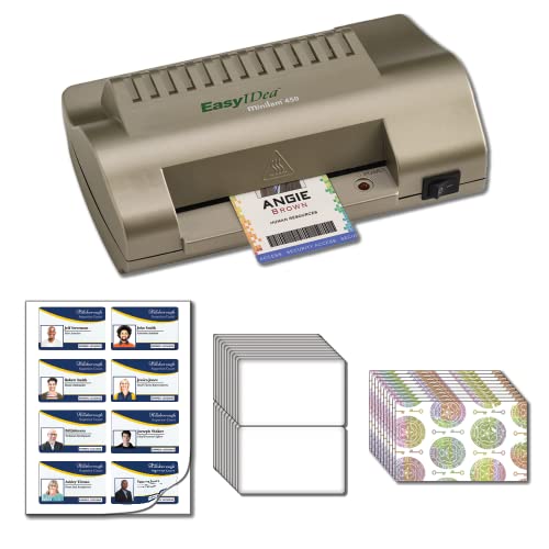 easyIDea 10 ID Card Kit with ML450T Laminator, Teslin ID Paper, Butterfly Pouches, and Holograms for Laser Printers - Image 1
