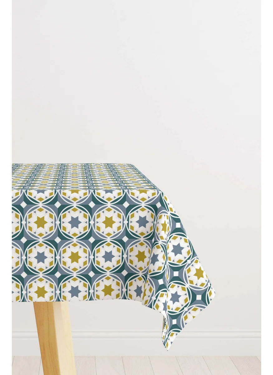 Cango Home Blue Green Ramadan Themed Decorative Patterned Digital Printed Tablecloth CGH1315-MS