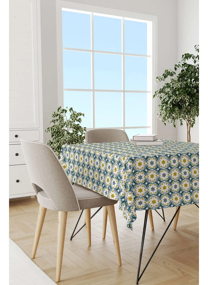 Cango Home Blue Green Ramadan Themed Decorative Patterned Digital Printed Tablecloth CGH1315-MS