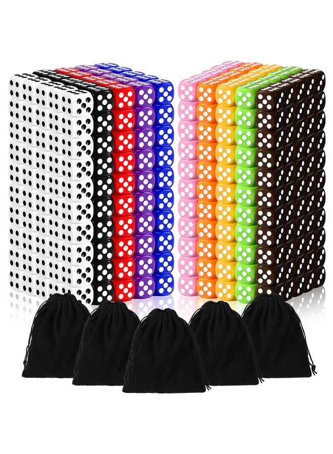 Syhood Syhood 500 Pieces 16mm Colored Dice Bulk 6 Sided Dice Set with 5 Pieces Drawstring Pouches Standard Game for Classroom Teaching Math Learning Board Dices Game 10 Color  - Image 1