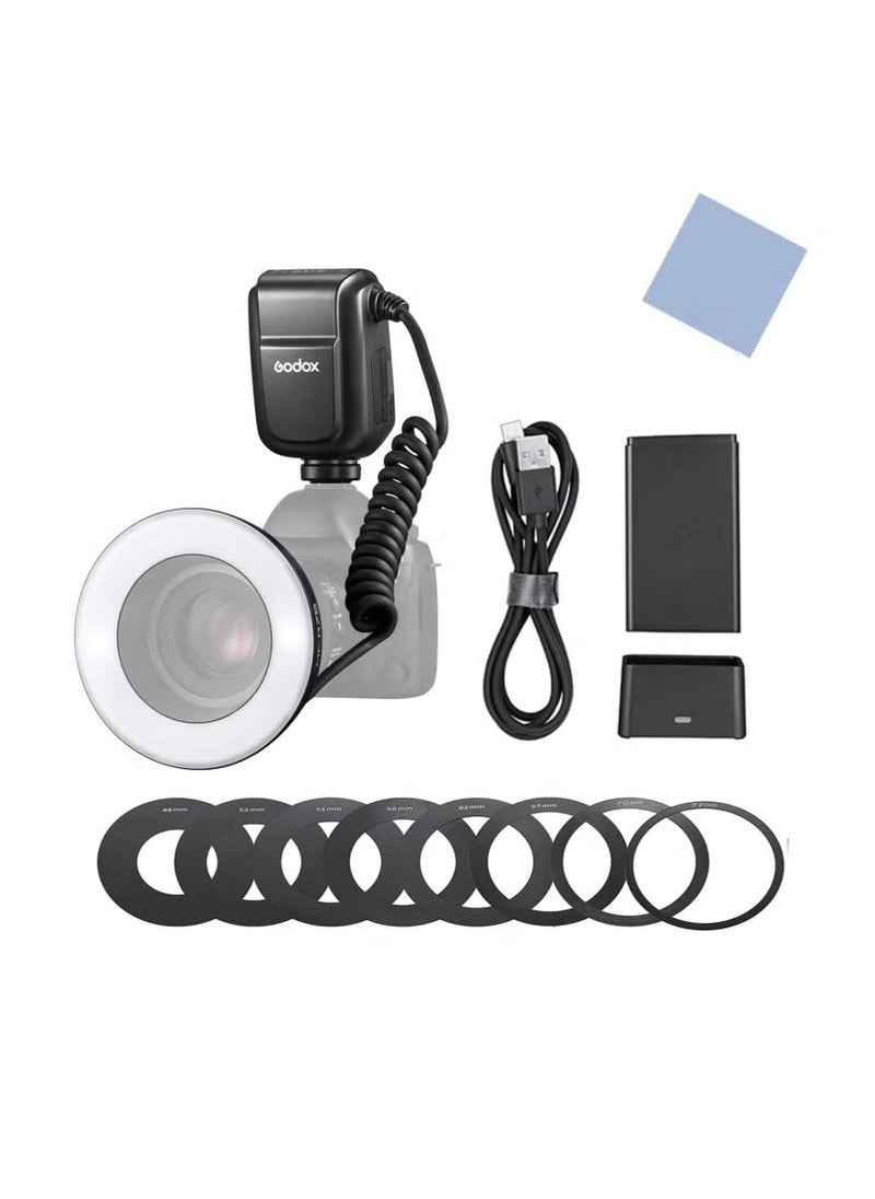 Godox MFR76 LED Macro Ring Flash Light, 10 Levels Adjustable Brightness External Flash Light, Large Capacity Battery Photography Light For Photography And Videography, (1pc)  - Image 1