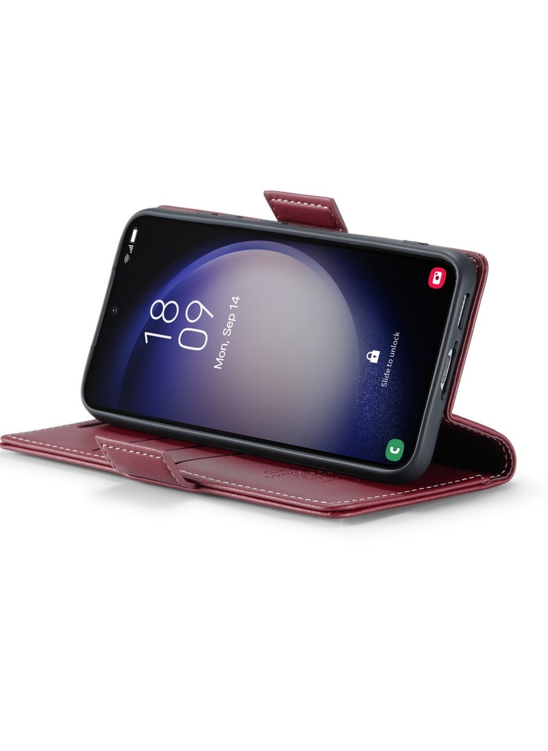 CaseMe - Flip Wallet Case For Samsung Galaxy S24 Plus, [RFID Blocking] PU Leather Wallet Flip Folio Case with Card Holder Kickstand Shockproof Phone Cover (Red) - Image 1
