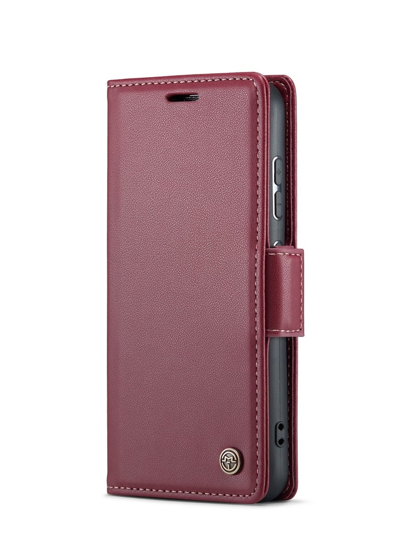 CaseMe - Flip Wallet Case For Samsung Galaxy S24 Plus, [RFID Blocking] PU Leather Wallet Flip Folio Case with Card Holder Kickstand Shockproof Phone Cover (Red) - Image 1
