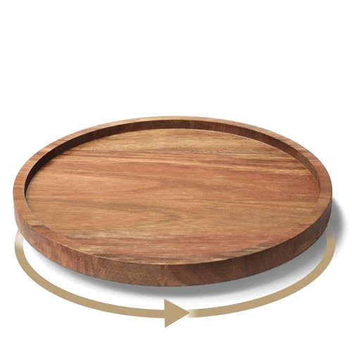VERTORGAN Lazy Susan Organizer for KitchenAcacia Wood Turntable for Cabinet Pantry Table Countertop Vanity Spice RackSmall - Image 1