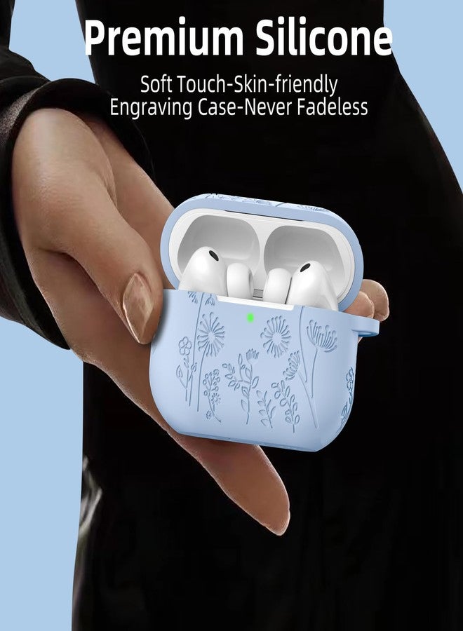 Lerobo for AirPods Pro 3 Case 2025 with Cleaner Kit, Flower Engraved Silicone Cover Compatible with Apple AirPods Pro 3rd Generation Case for Women with Keychain,Full Body Protection,Led Visible,Lilac - Image 4