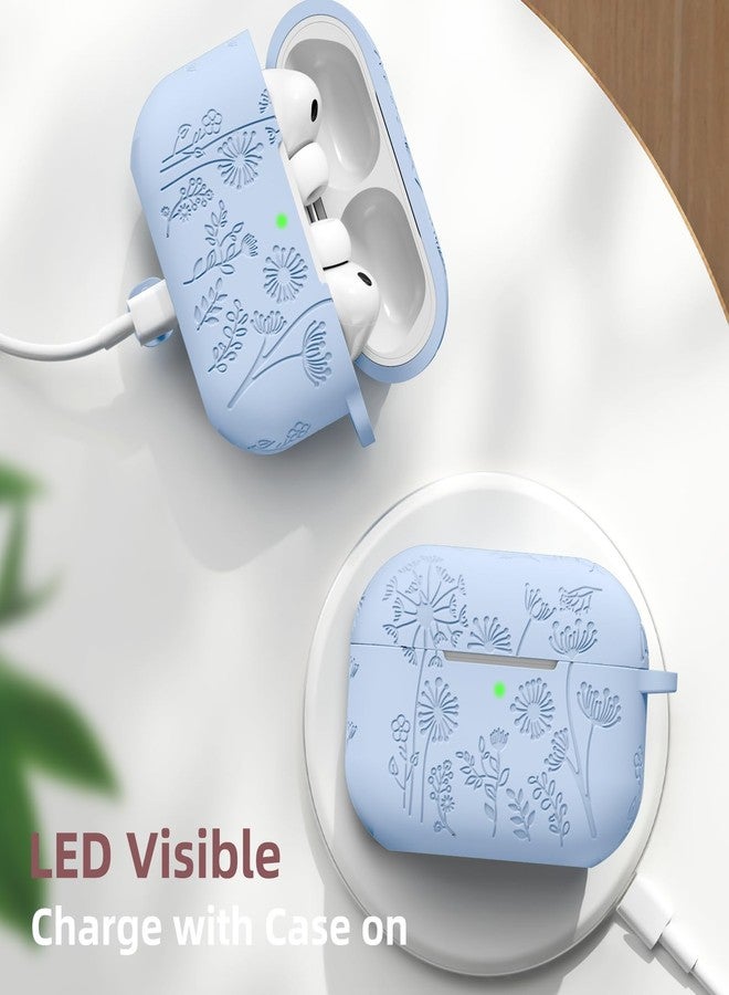 Lerobo for AirPods Pro 3 Case 2025 with Cleaner Kit, Flower Engraved Silicone Cover Compatible with Apple AirPods Pro 3rd Generation Case for Women with Keychain,Full Body Protection,Led Visible,Lilac - Image 5