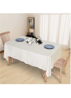MileMelo Rectangle Table Cloth – Washable Water Resistance Microfiber Tablecloth Decorative Table Cover for Banquet Party Kitchen Dining Room Off white  - Image 2