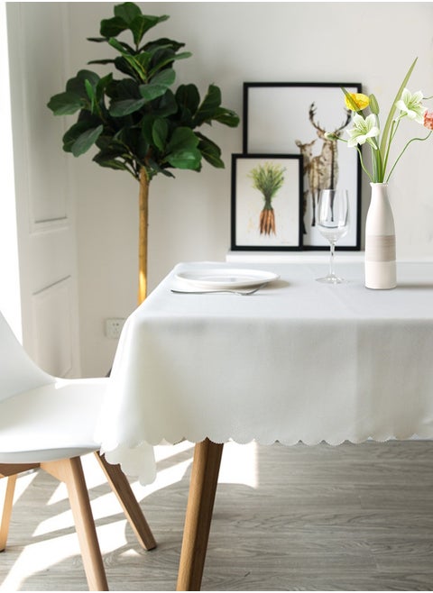 Rectangle Table Cloth – Washable Water Resistance Microfiber Tablecloth Decorative Table Cover for Banquet Party Kitchen Dining Room Off white