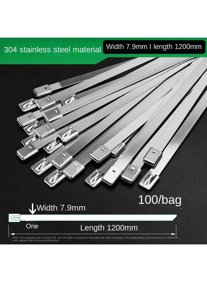 Bluejw 304 Stainless Steel Cable Tie 4.6*300 Self-locking Metal Marine Cable Tie Belt Outdoor High Temperature Resistant Cable Tie Steel Belt - Image 1