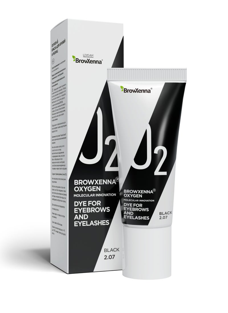 BrowXenna OXYGEN J2 Dye for Eyebrows and Eyelashes 15 ML | Black #2.07 