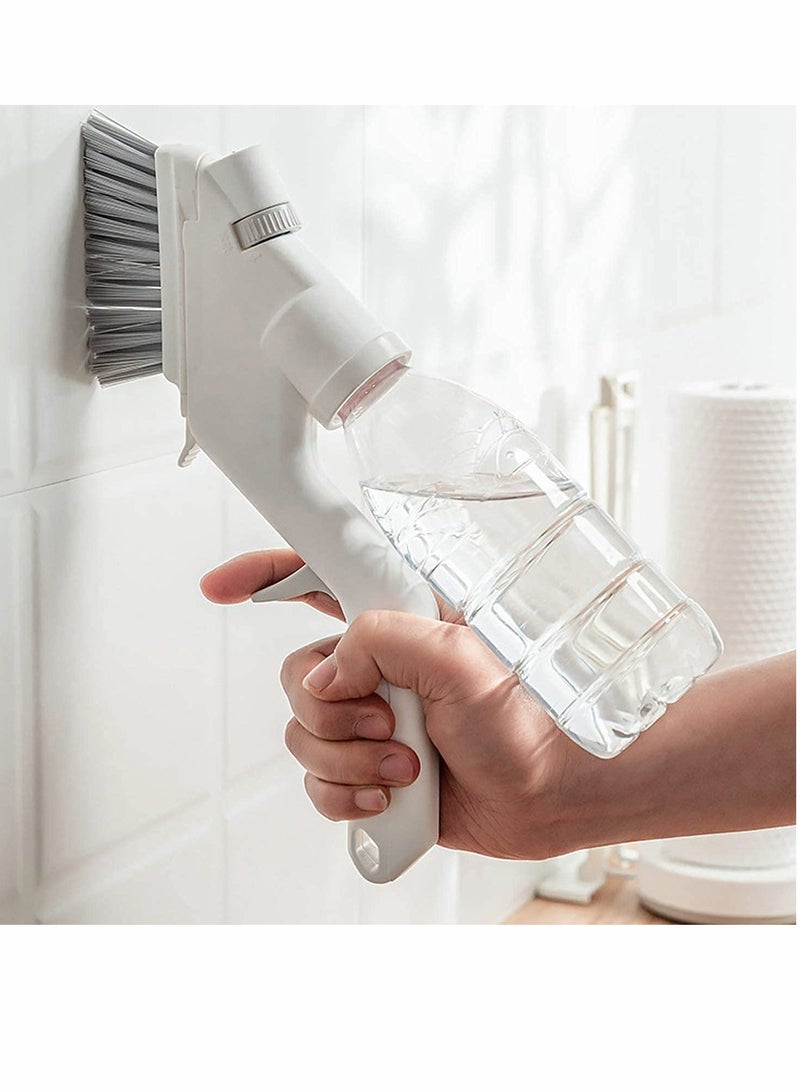 XiuWoo Multipurpose Cleaning Brush Set with Soap Dispenser Including 4 Heads Kitchen Sink Glass Groove Gap and Sponge Dishwashing Tools Do Not Hurt Your Hands - Image 1