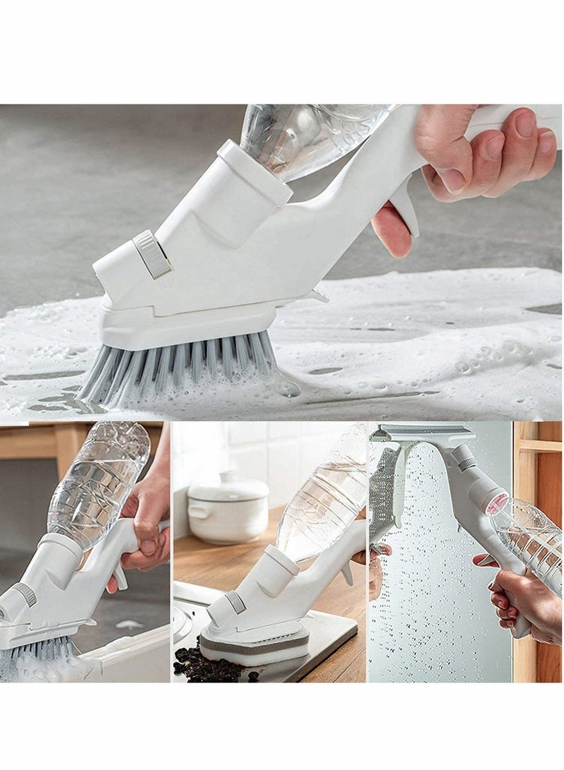XiuWoo Multipurpose Cleaning Brush Set with Soap Dispenser Including 4 Heads Kitchen Sink Glass Groove Gap and Sponge Dishwashing Tools Do Not Hurt Your Hands - Image 2