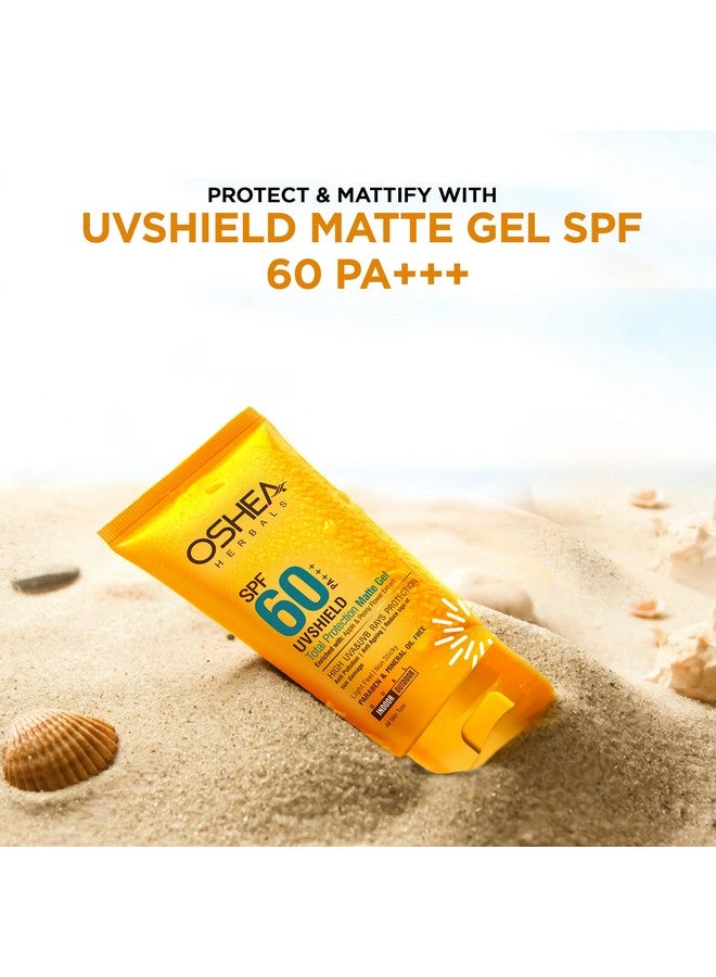 Oshea Herbals SPF 60 PA+++ Non Sticky UVshield Matte Gel Sunscreen for All Skin Types | Reduces Ageing with Signs of Sun Damage, Protects from UVA & UVB | Enriched with Apple & Peony Flower Extract60g - Image 2