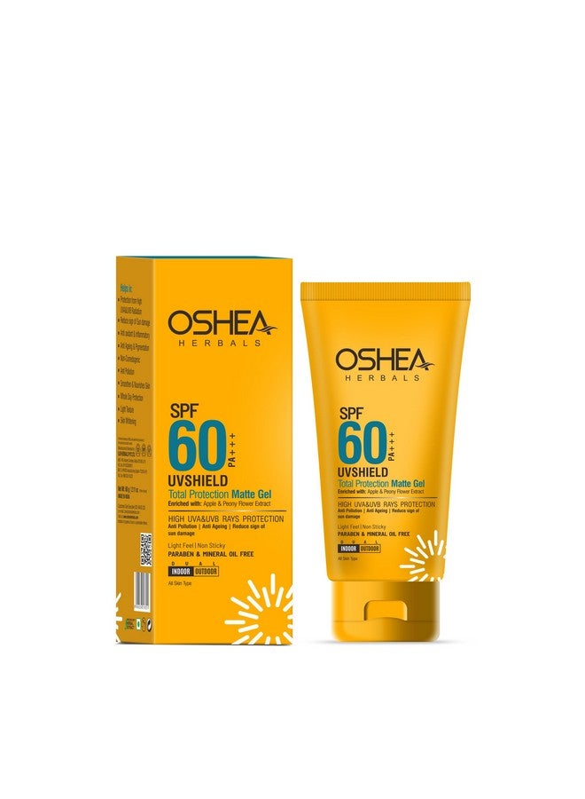 Oshea Herbals SPF 60 PA+++ Non Sticky UVshield Matte Gel Sunscreen for All Skin Types | Reduces Ageing with Signs of Sun Damage, Protects from UVA & UVB | Enriched with Apple & Peony Flower Extract60g - Image 3