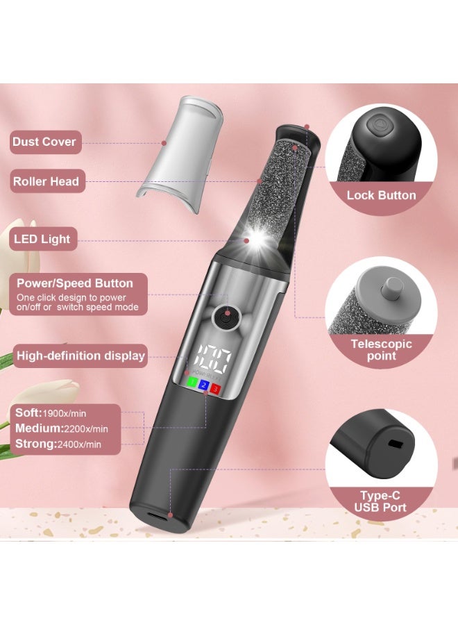 EVEREEN Electric Callus Remover for Feet, Smooth Pedicure Wand, Professional Foot Care Tool Kit, All-in-1 Callus Removal for Cracked Heels and Dead Skin, 3 Roller Heads, 3-Speed Battery Display - Image 2