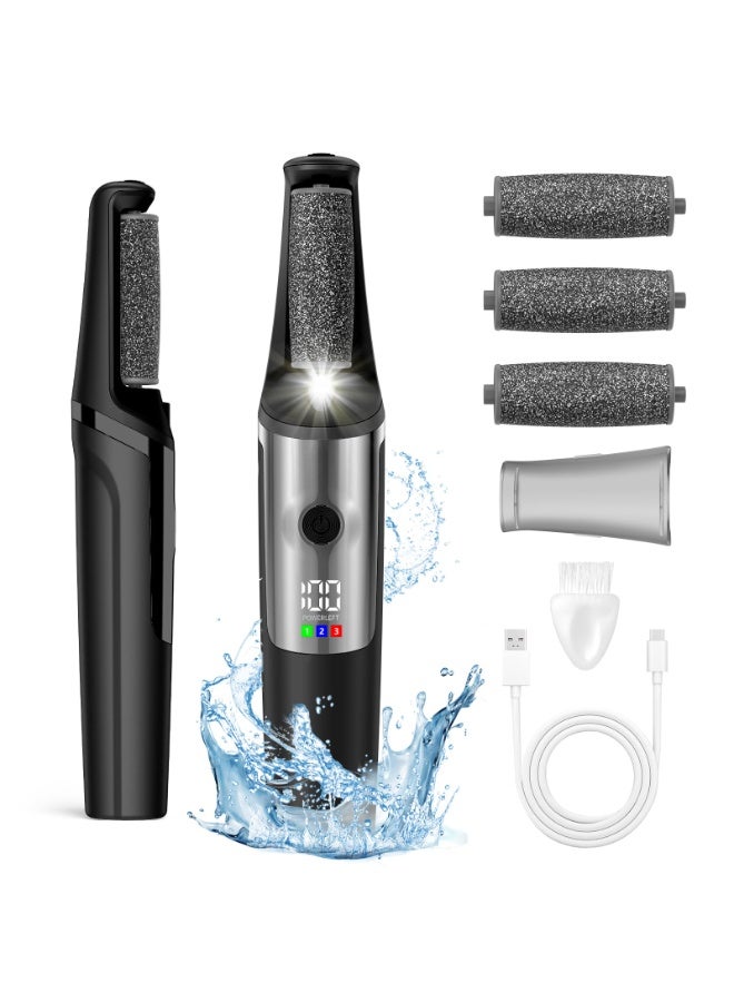 EVEREEN Electric Callus Remover for Feet, Smooth Pedicure Wand, Professional Foot Care Tool Kit, All-in-1 Callus Removal for Cracked Heels and Dead Skin, 3 Roller Heads, 3-Speed Battery Display - Image 1