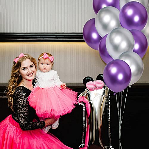 atorakushon Latex Purple and Silver Color Super Quality Rubber Balloons 10" Christmas Xmas Balloons Best For Theme Party Decoration Birthday Wedding Anniversary Office Party Ceremony Pack of 100 - Image 4