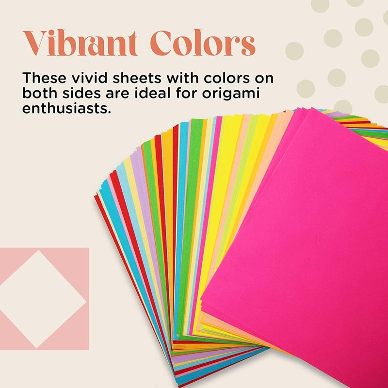 HPST Origami Paper - 1100 Sheets - Double Sided 6x6 inches Origami Squares for kids - 15 Vibrant Colors - Easy Fold Papers for Arts & Crafts - Image 2