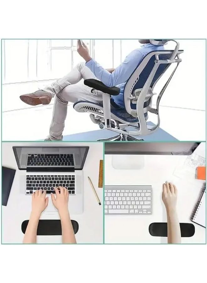 Black 2pcs Ergonomic Memory Armrests Adjustable Strap Breathable Mesh Cover for Office Chair - Image 5
