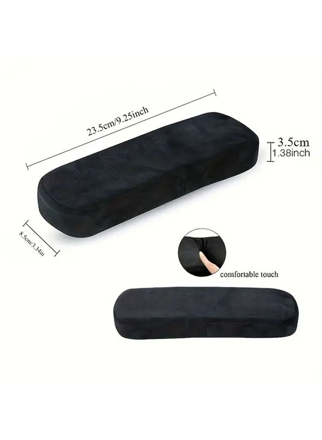 Black 2pcs Ergonomic Memory Armrests Adjustable Strap Breathable Mesh Cover for Office Chair - Image 4