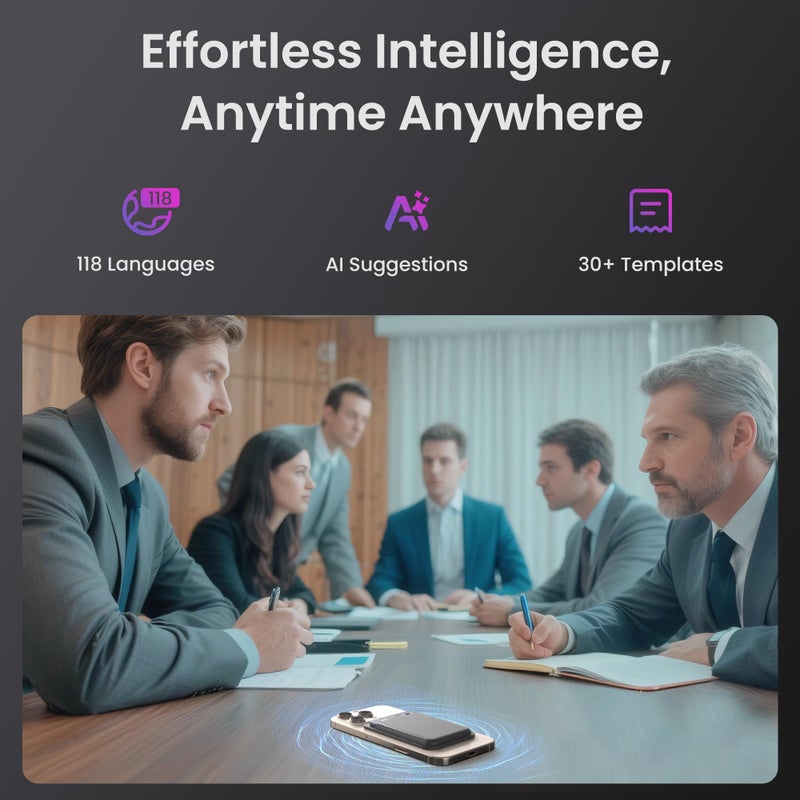 ABVPO AI Voice Recorder, Transcribe & Summarize, AI Noise Cancellation Technology, Supports 152 Languages, 64GB Memory APP Control Audio Recorder for Lectures, Meetings, Calls (Starlight) - Image 4