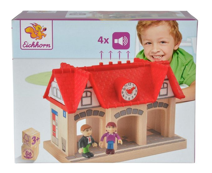 Eichhorn Wooden Soundstation for Trains Sets (4 Piece), Brown - Image 1