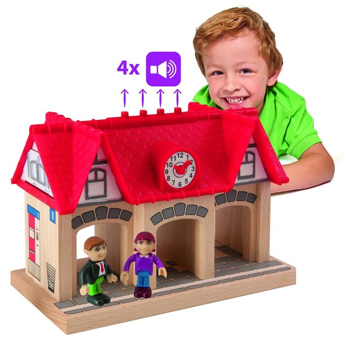 Eichhorn Wooden Soundstation for Trains Sets (4 Piece), Brown - Image 5