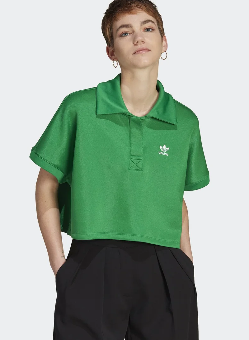 adidas Originals Oversized Cropped Polo T-Shirt