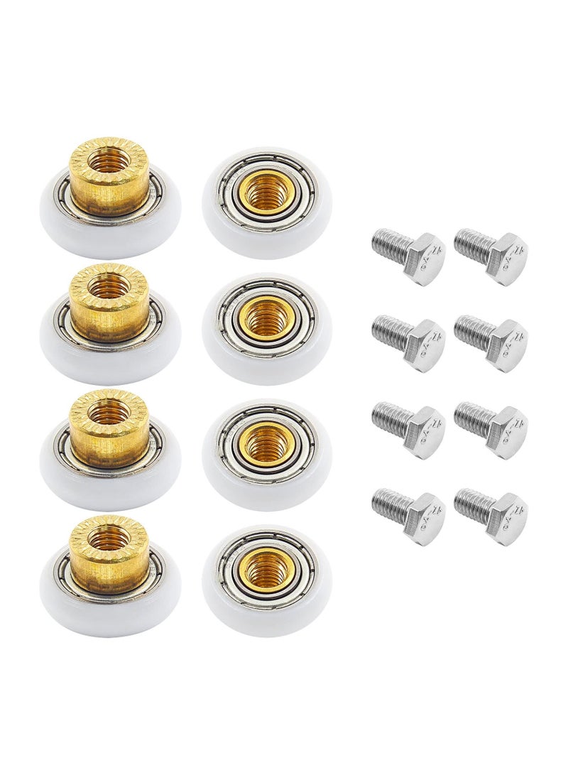 SYOSI SYOSI 8Pcs Shower Door Roller Runners, 3/4 Inch Sliding Shower Door Wheels Pulleys Replacement Parts for Bathroom Pan Glass Sliding Door（19mm x 5mm）  - Image 1