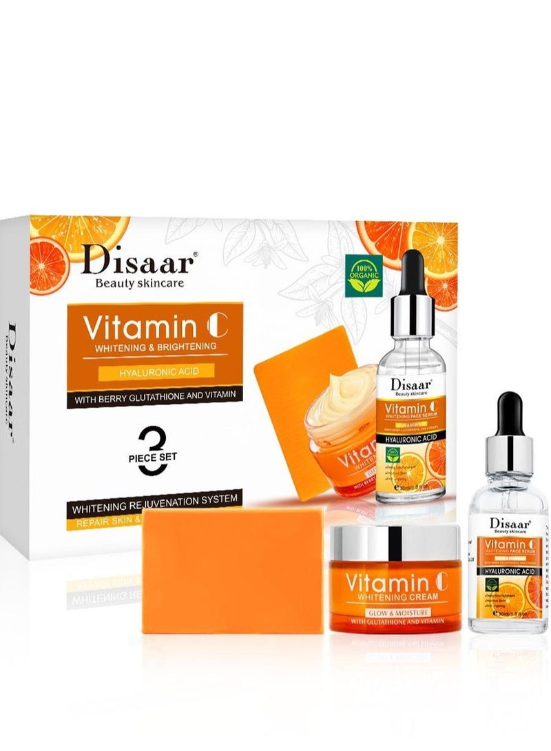 Disaar Vitamin C Whit Hyaluronic Acid Whitening Brightening  Facial Skin Care 3Pcs Set - Image 1