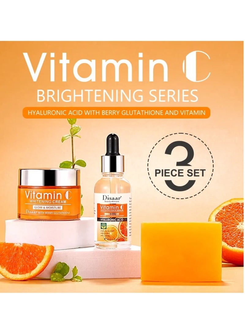 Disaar Vitamin C Whit Hyaluronic Acid Whitening Brightening  Facial Skin Care 3Pcs Set - Image 2