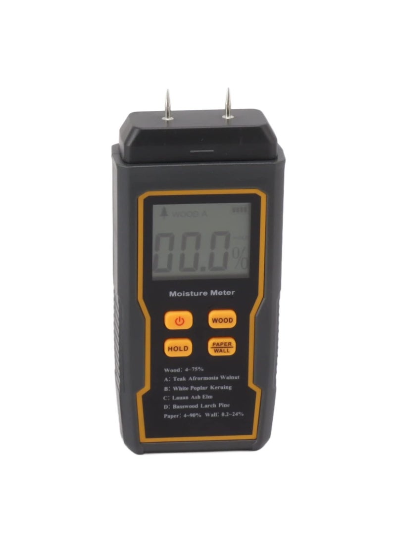Generic Digital Moisture Meter Multifunction Moisture Detector with Auto Power Off 4 Modes Backlit LCD Display High Accuracy Black Ideal for Wood and Building Materials  - Image 1