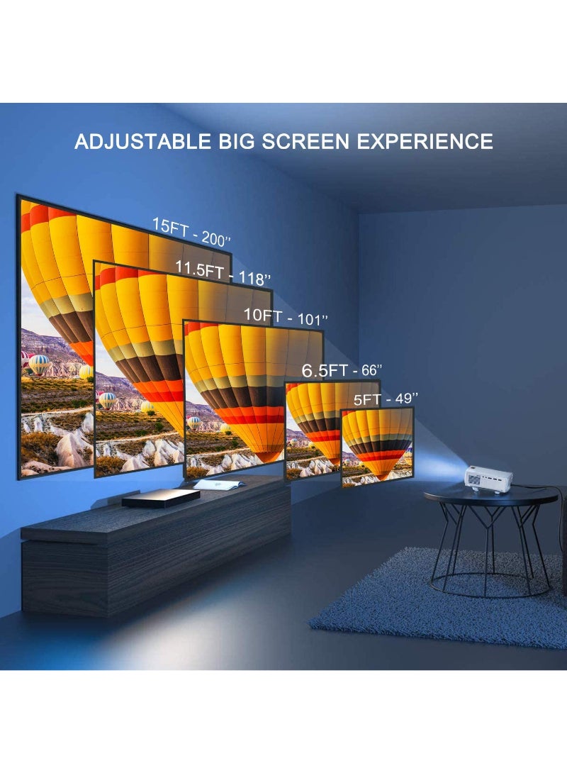 Bluetooth 1080P Projector 80 Percent Brightness Video Projector With 200 Display 60000 Hrs Led Home Theater Projector Native Compatible With Tv Stick Ps4 Hdmi Vga Av Usb White  - Image 5