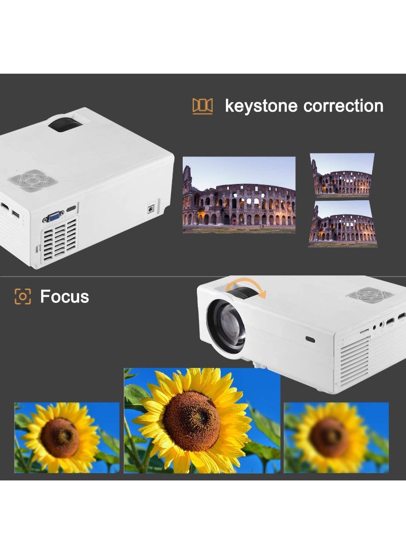 Bluetooth 1080P Projector 80 Percent Brightness Video Projector With 200 Display 60000 Hrs Led Home Theater Projector Native Compatible With Tv Stick Ps4 Hdmi Vga Av Usb White  - Image 2