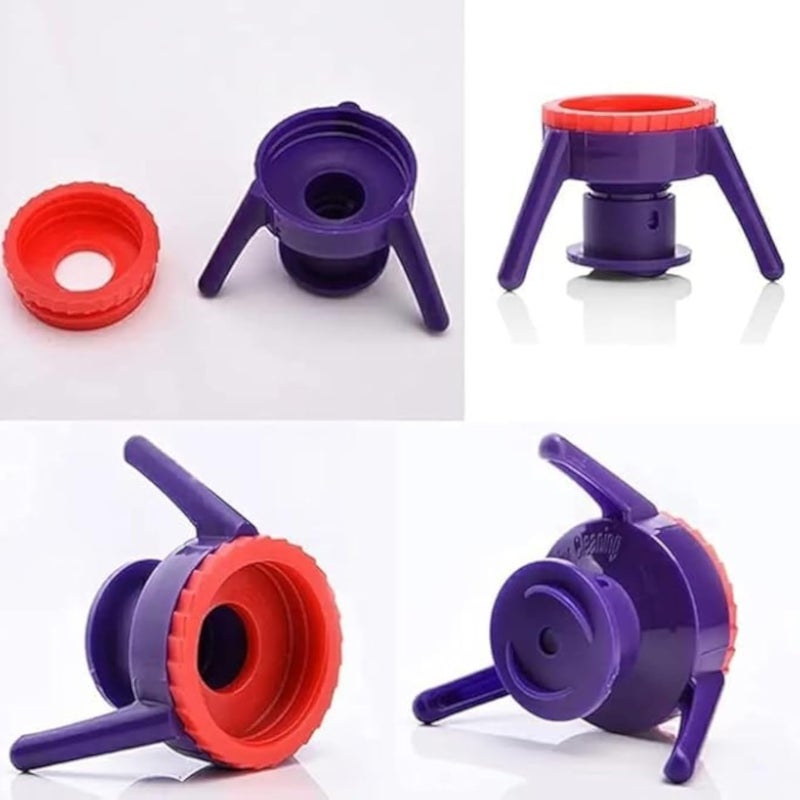 مجموعة أغطية زجاجات شفط الهواء، بلاستيك متعدد الاستخدامات باللونين البنفسجي والأحمر، 6 قطع، غطاء زجاجة كاتشب - تُقلب الزجاجات لأسفل للحصول على كل قطرة من صابون اليدين وتوابل المطبخ