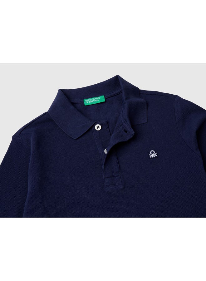 Benetton Boys Slim Fit Long Sleeve Polo Shirt - Image 3