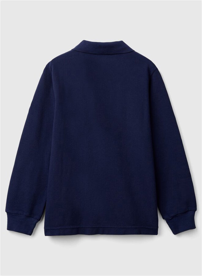 Benetton Boys Slim Fit Long Sleeve Polo Shirt - Image 2