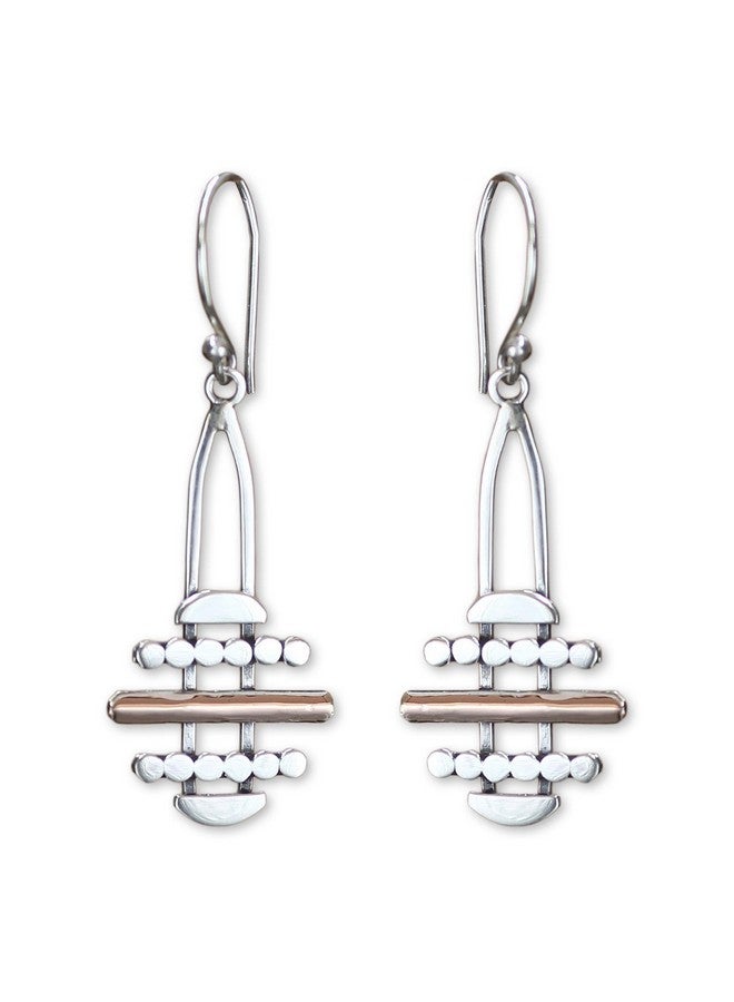 NOVICA Artisan Handmade Gold Accent Earrings Dangle .925 Sterling Silver Indonesia Modern 'Golden Horizon' - Image 1