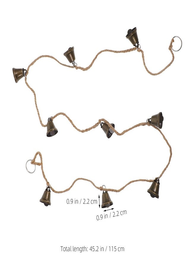 جارنيك، قطعتان، سلسلة أجراس عيد الميلاد بطول 53 بوصة، سلاسل أجراس معدنية عتيقة معلقة، لون بني ريفي، لافتة لتزيين شجرة عيد الميلاد، رف الموقد، والجدار - Image 2