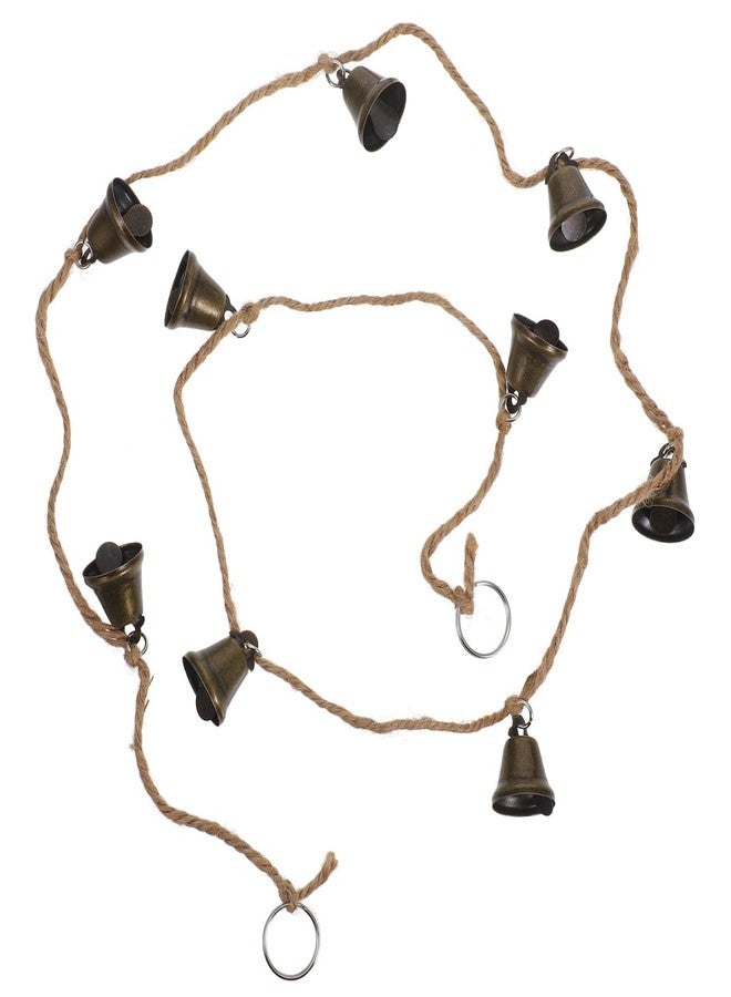 جارنيك، قطعتان، سلسلة أجراس عيد الميلاد بطول 53 بوصة، سلاسل أجراس معدنية عتيقة معلقة، لون بني ريفي، لافتة لتزيين شجرة عيد الميلاد، رف الموقد، والجدار - Image 1